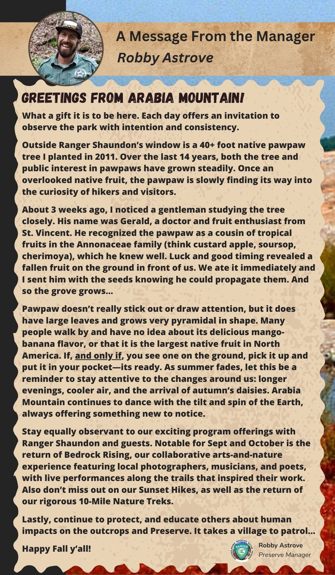 Message from the Manager