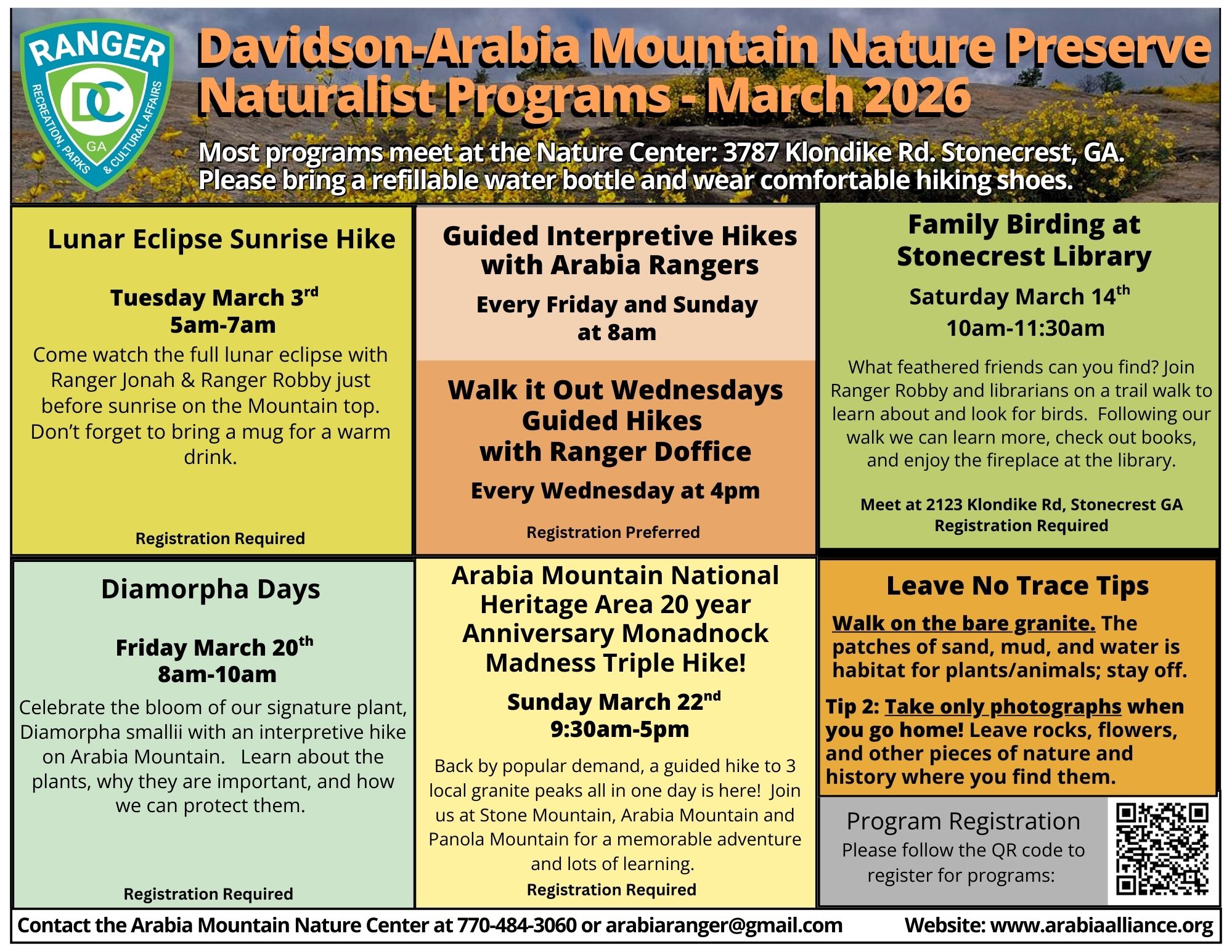 March Program Calendar