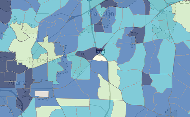 Map of DeKalb County