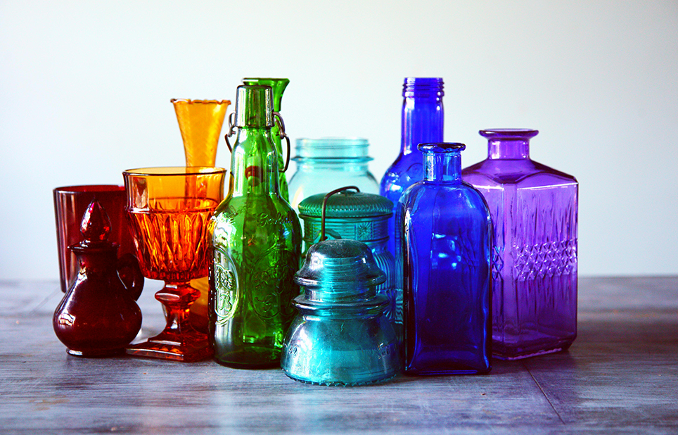 Colorful glass bottles