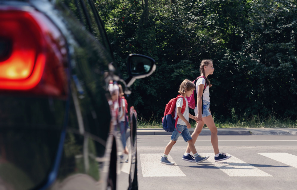 Children crossing the street