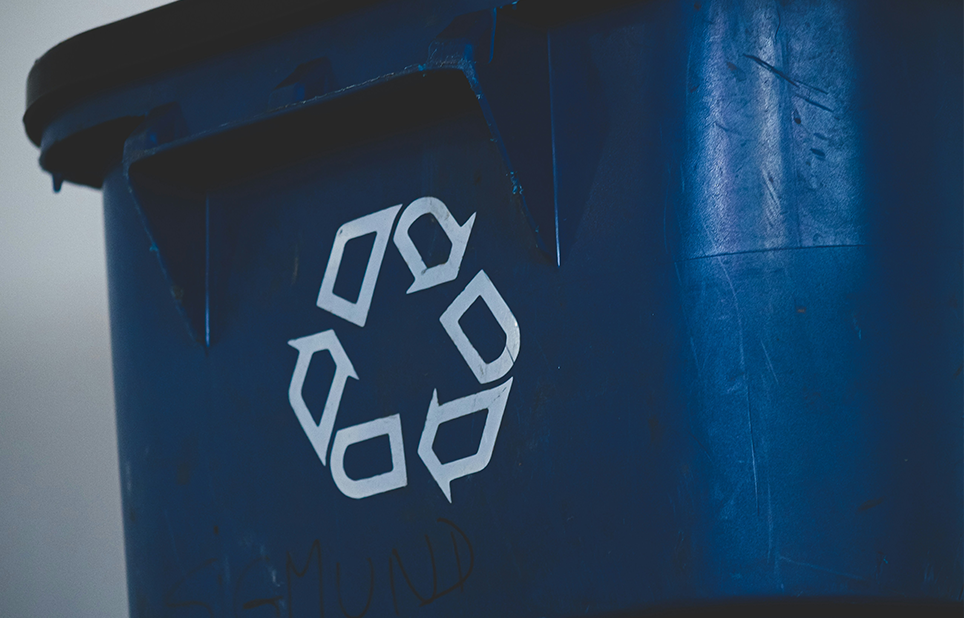 Close up of a recycling bin