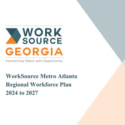 Image of WorkSource Georgia text with a grey and orange design
