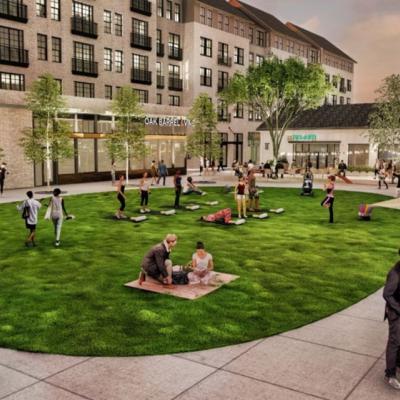 Rendering of a redeveloped Lulah Hills as a mixed use development setting