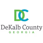 DeKalb County, Georgia logo featuring overlapping green and blue "DC" letters above the words "DeKalb County" and "GEORGIA".