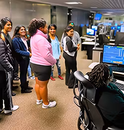 Member of the DeKalb County community wait in line to participate in community outreach programs.