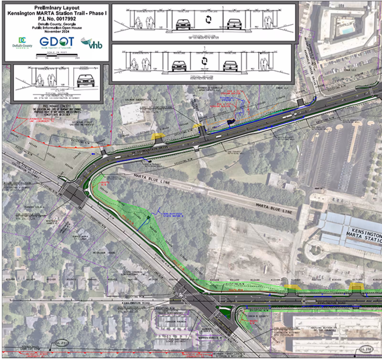 Map showing phase one of a new bus station and area.