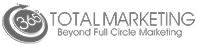 Logo for "365 Total Marketing" features a circular design with "365" inside. The slogan "Beyond Full Circle Marketing" appears below. The background is black.